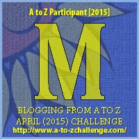 A to Z Challenge 'M' Badge